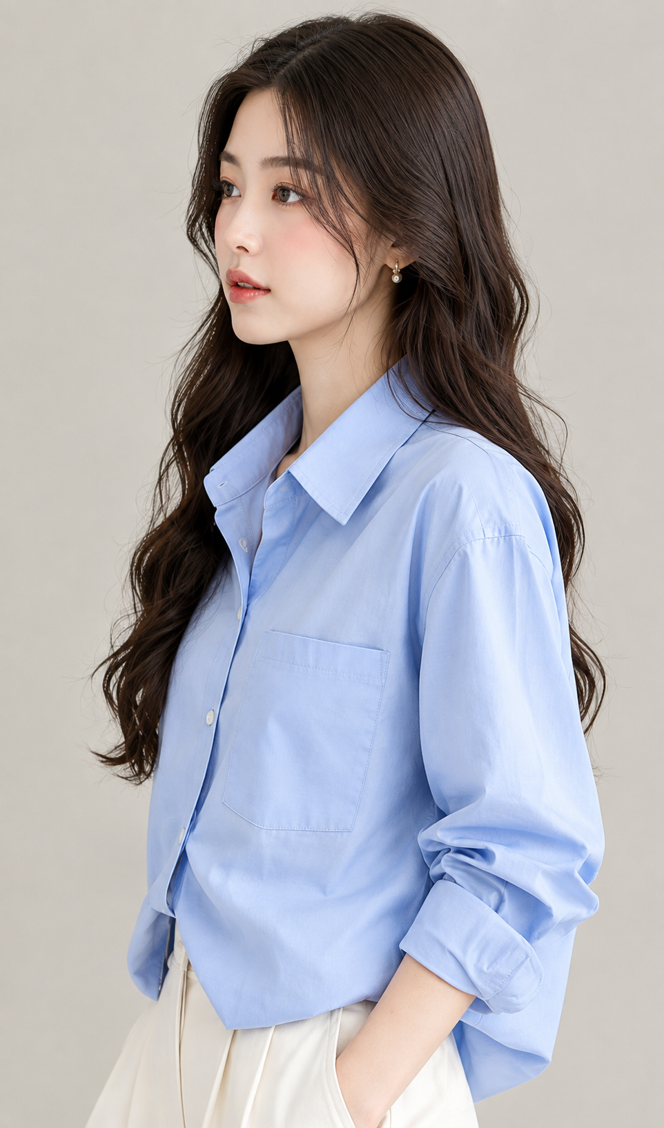 Baby Blue Classic Shirt – Áo sơ mi xanh pastel