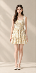 Sunflower Meadow Mini Dress – Đầm hoa vàng dáng babydoll