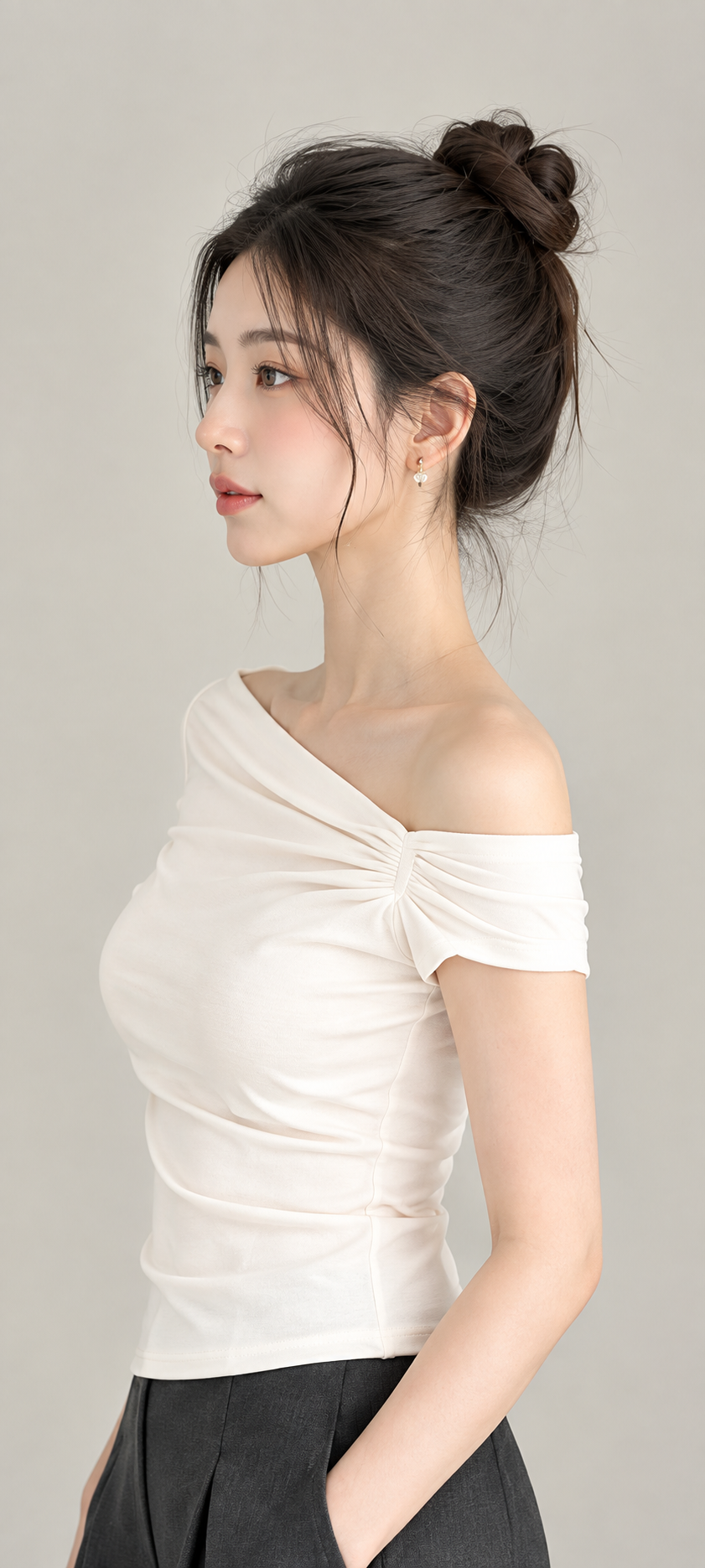 Ruched Off-Shoulder Top – Áo trễ vai nhún eo
