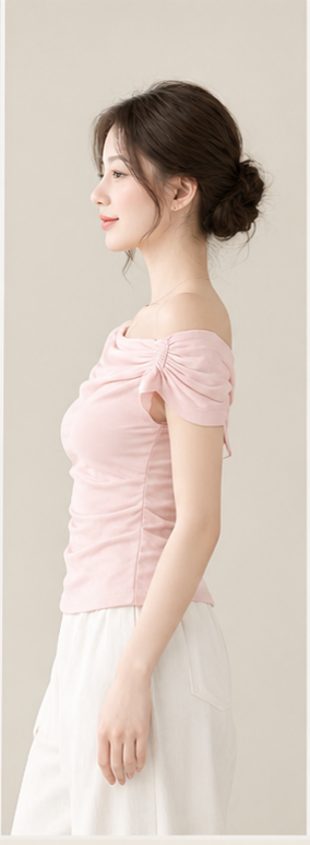 Ruched Off-Shoulder Top – Áo trễ vai nhún eo