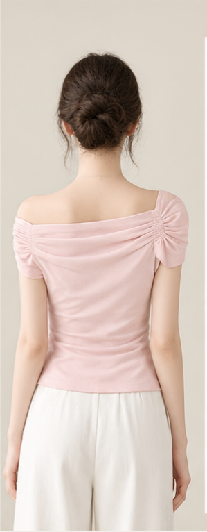 Ruched Off-Shoulder Top – Áo trễ vai nhún eo