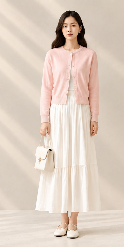 Cardigan Knit Nút Ngọc Trai