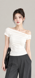 Ruched Off-Shoulder Top – Áo trễ vai nhún eo
